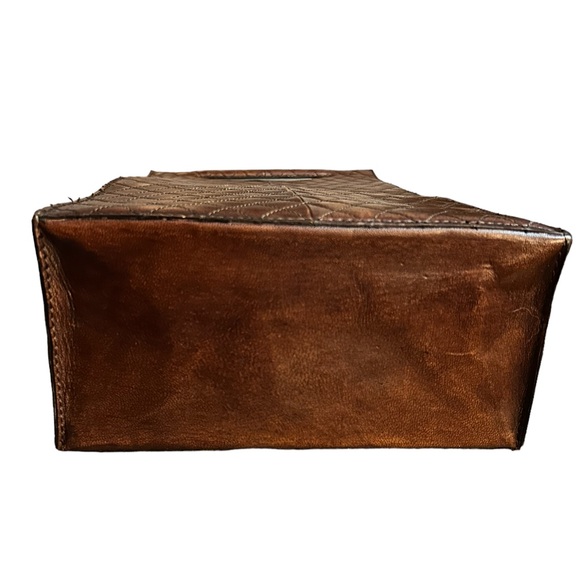 Unique Quilted Cognac Leather Handbag - Picture 5 of 5